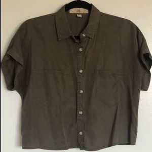 Short Sleeve Button Down Crop Top